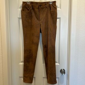 Chicos ultimate fit brown faux suede slim pant size 2.5R